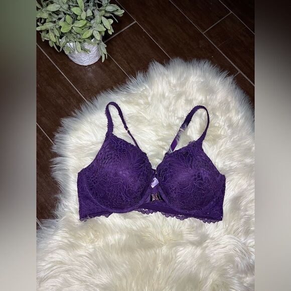 Savage X Fenty romantic corded lace playtime purple push up bra sz 38 DDD - Picture 2 of 6